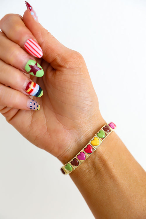 Hearts In Color Gold Bracelet