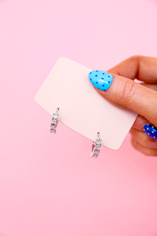 Sparkle Huggie Earrings – Silver