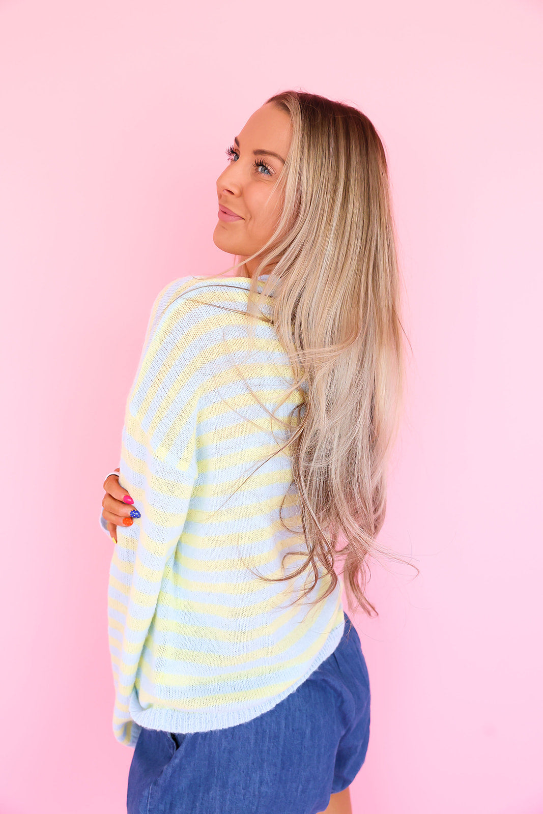 Spring Fling Stripe Sweater – Blue/Yellow