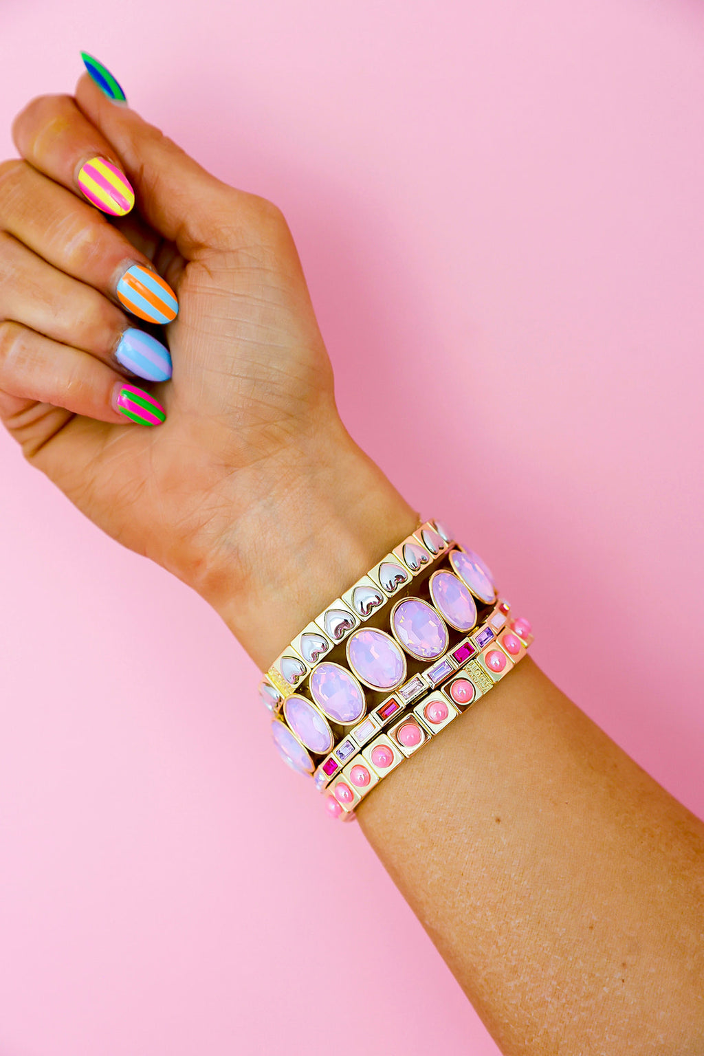 Pink Sparkle Baguette Bracelet
