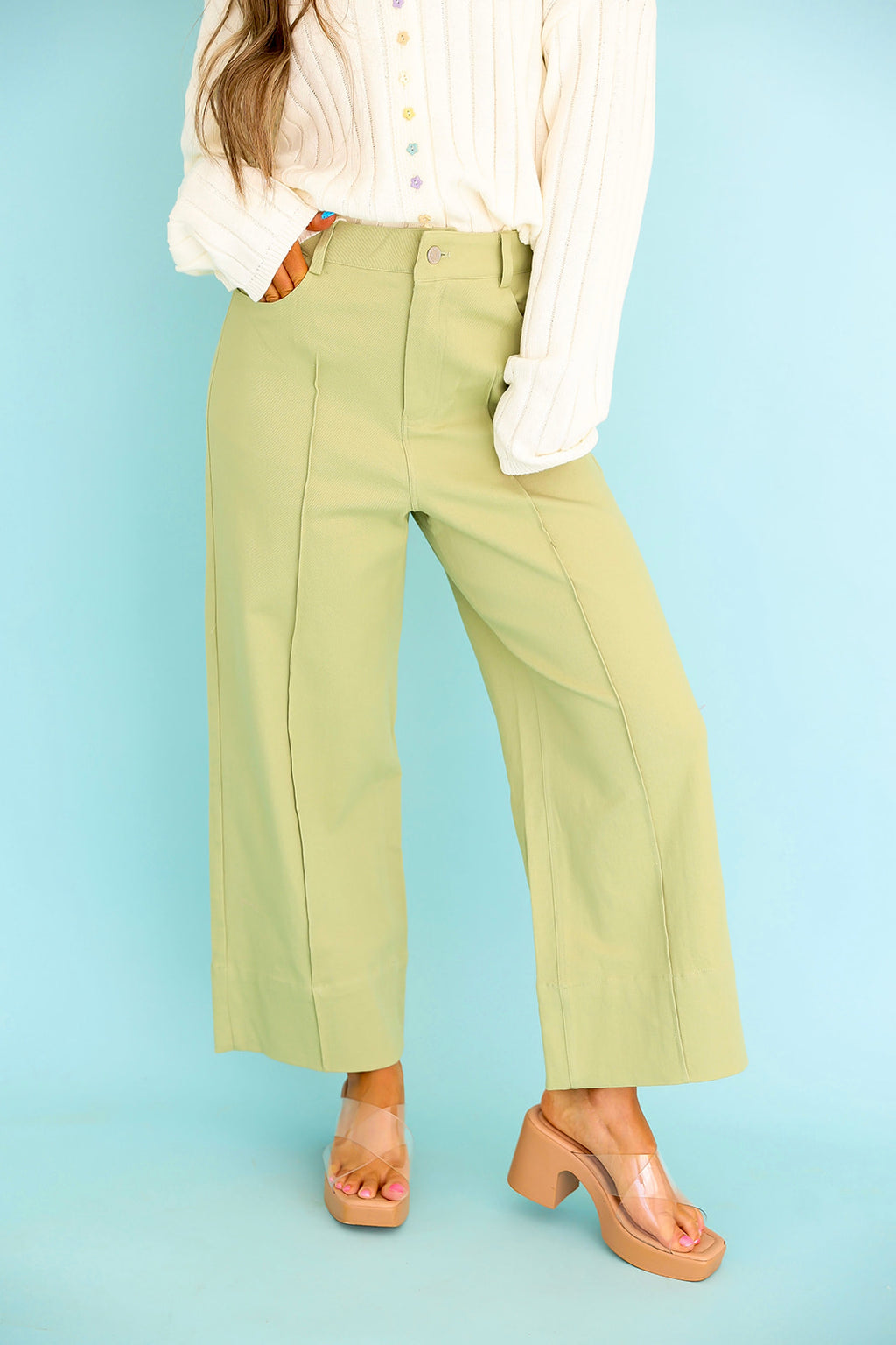 Polished Pleat Pant – Sage Green