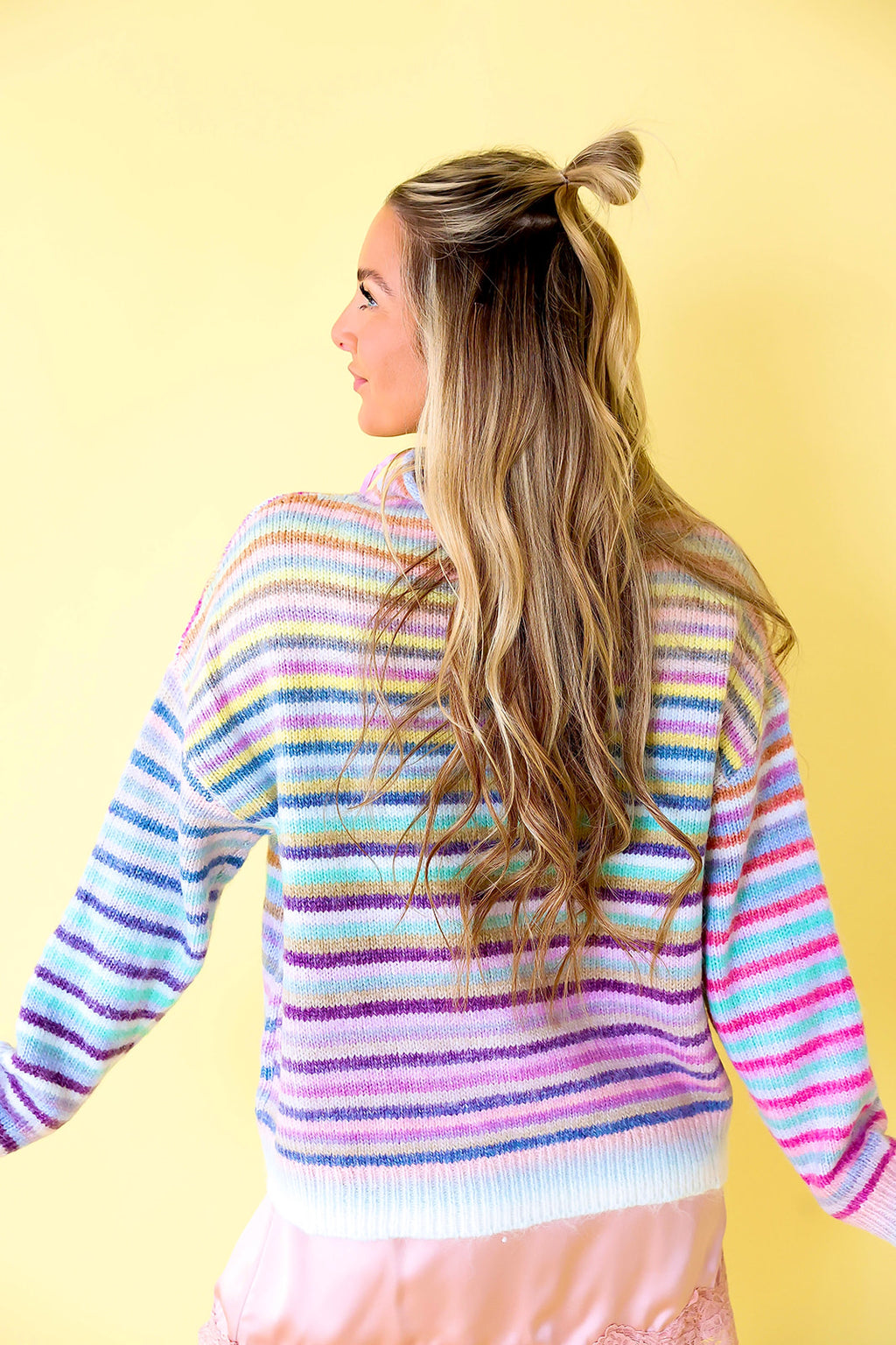 Colorburst Knit Mockneck Sweater- Lavender Mix