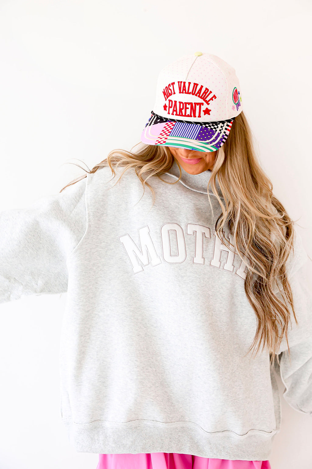 Motherhood Mock Neck Sweatshirt – Grey Restock