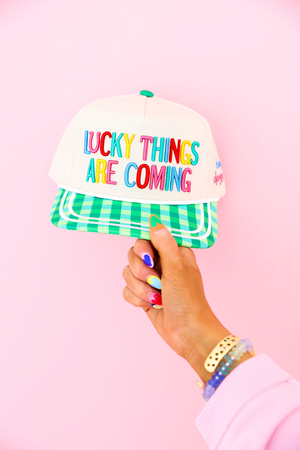 Lucky Things Are Coming Embroidered Trucker