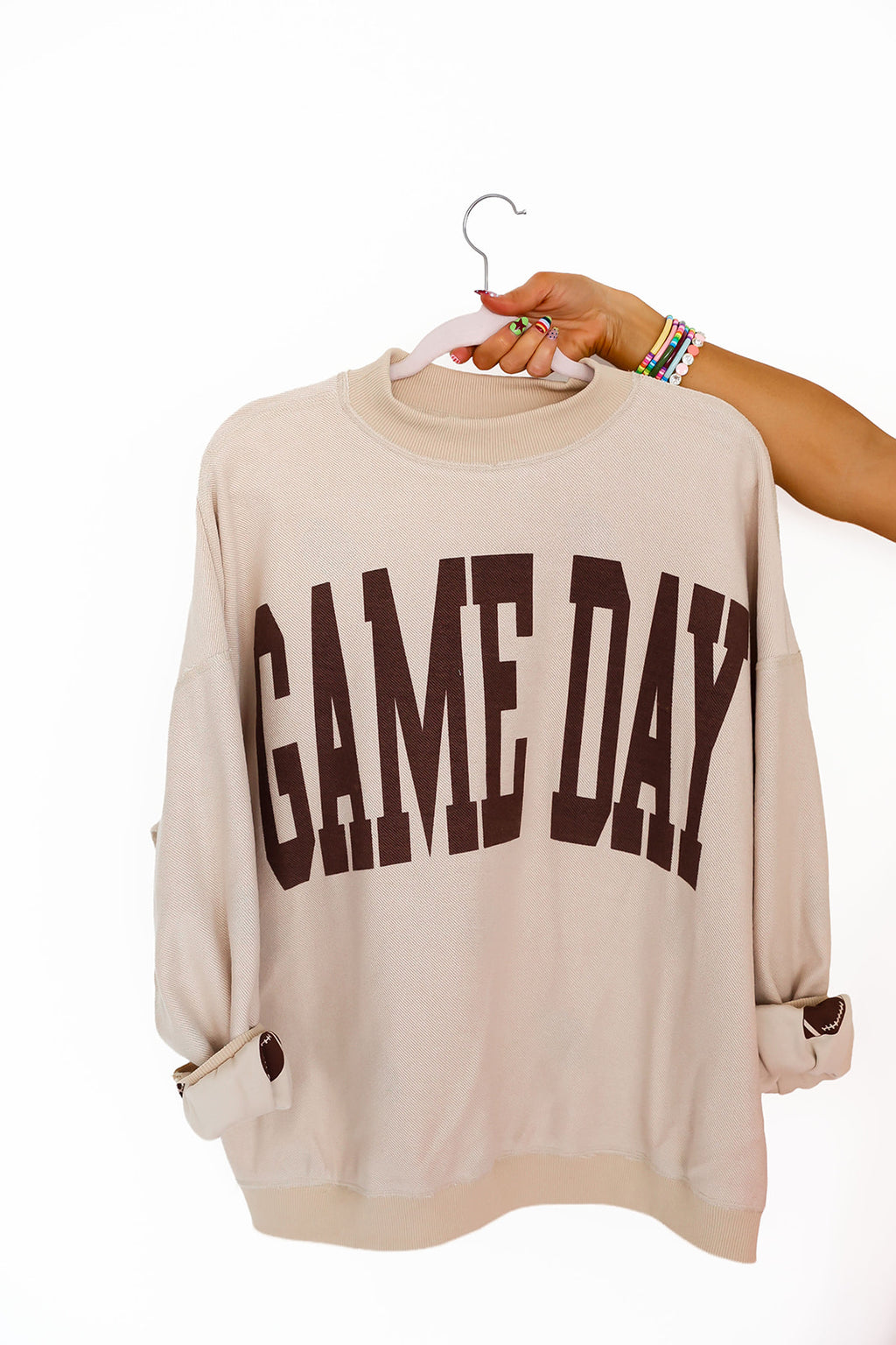 Two Sides To Game Day Sweatshirt - Beige