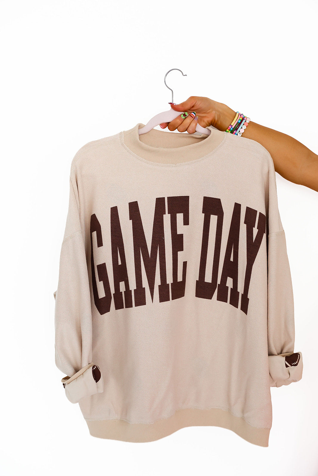Two Sides To Game Day Sweatshirt - Beige