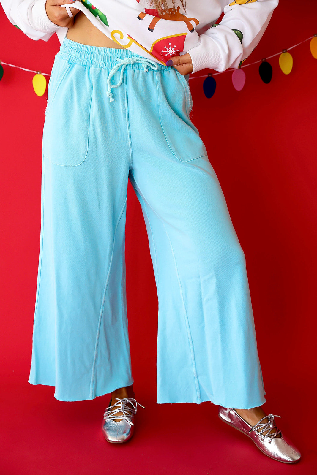 Color Crush Wide Leg Pant – Aqua RESTOCK