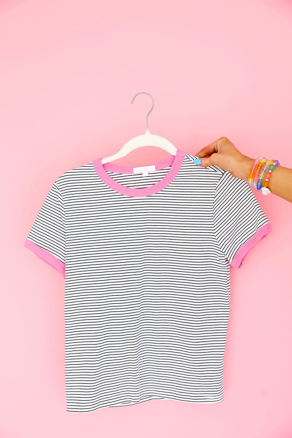 Pop of Pink Striped Tee