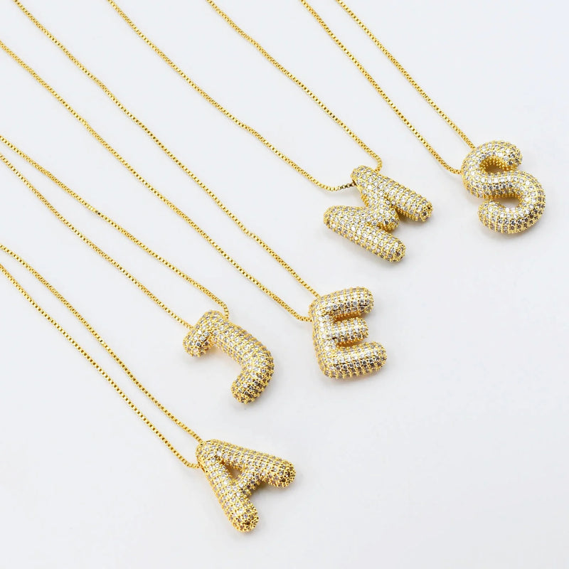 Gold Bubble Initial Necklace-Preorder