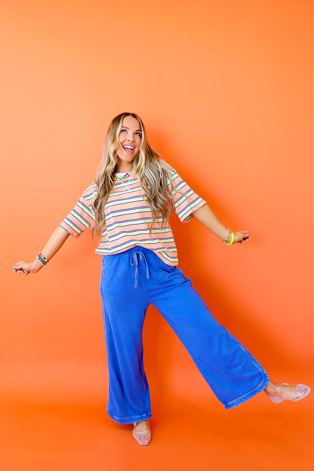 Better Days Stripe Top - Orange/Green