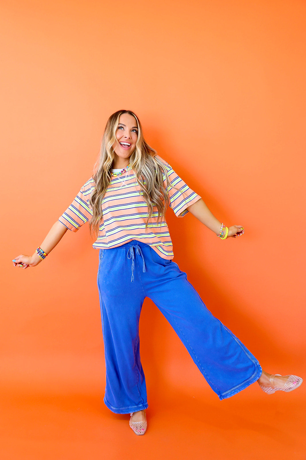Better Days Stripe Top - Orange/Green