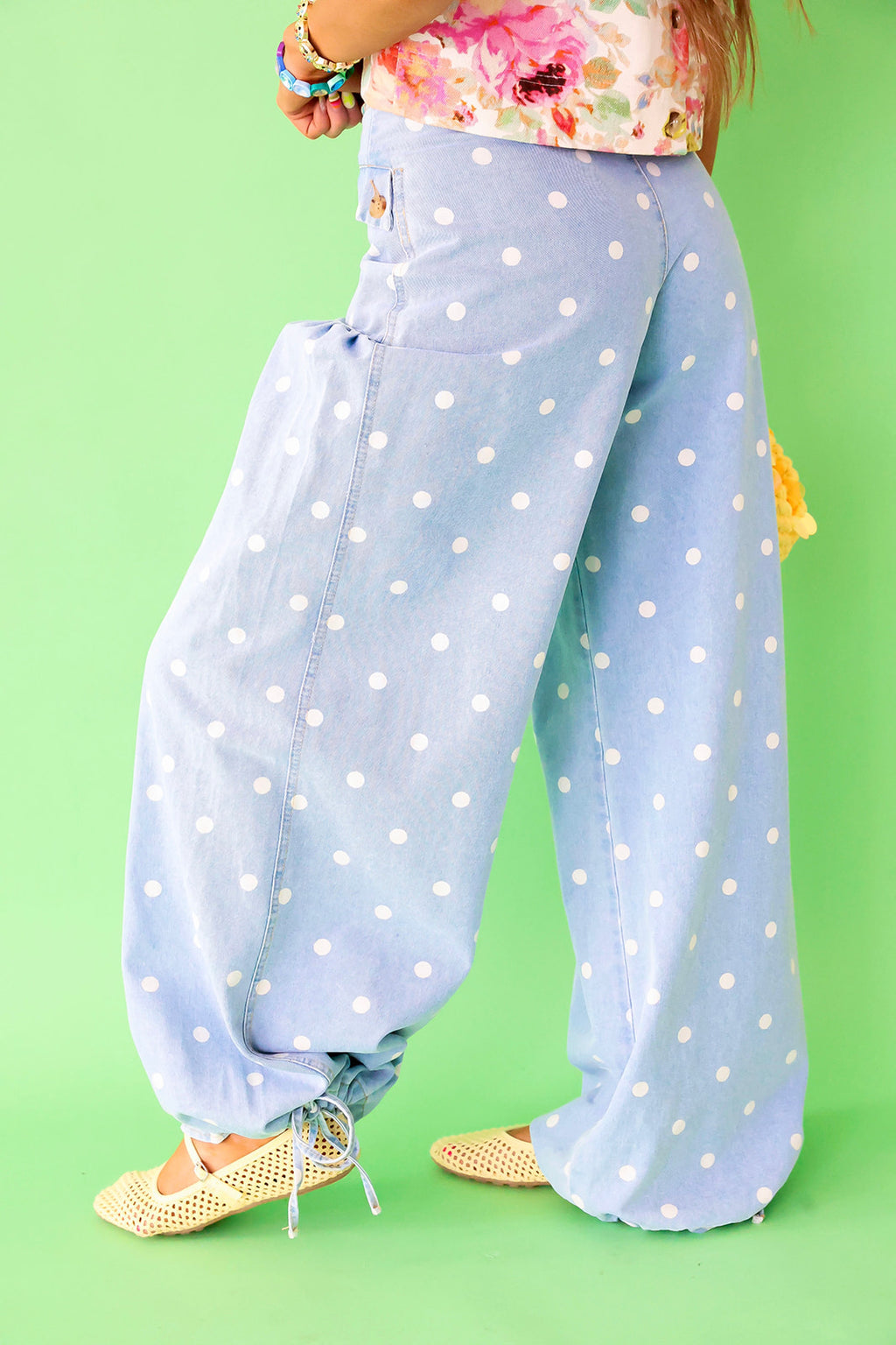 Bluebell Dot Denim Joggers