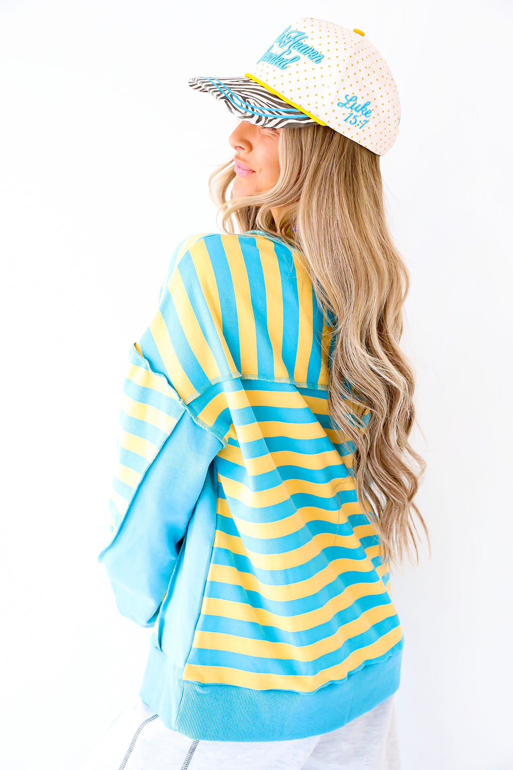 Bright Side Half Button Pullover – Blue/Yellow