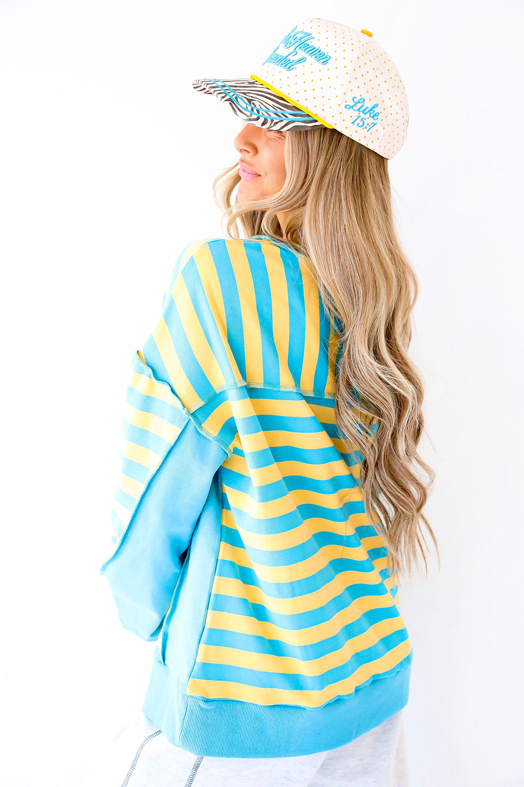 Bright Side Half Button Pullover – Blue/Yellow