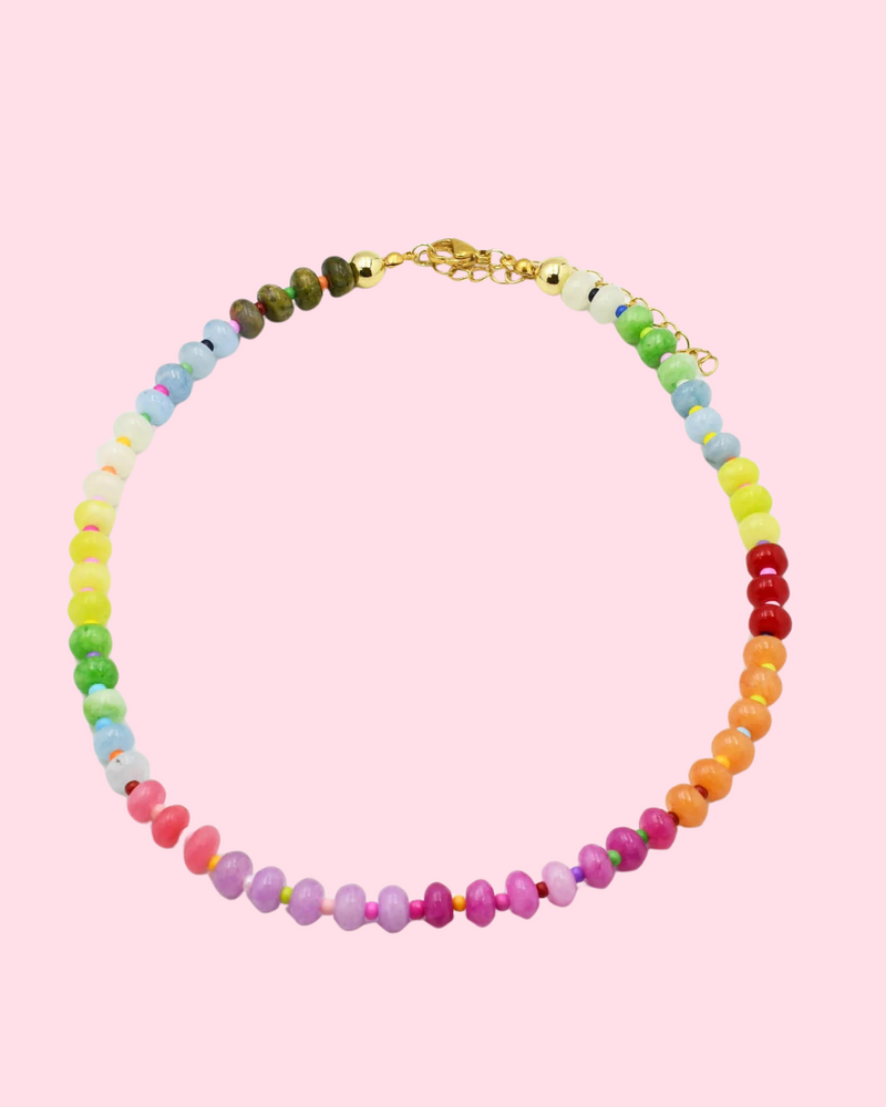 Colorblock Rainbow Gemstone Luxe Necklace