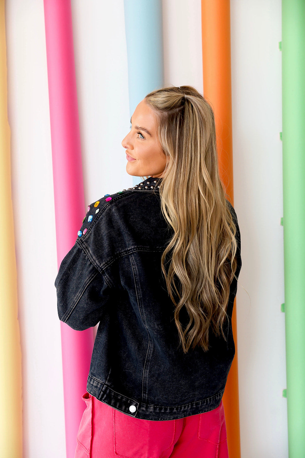 Candy Crush Denim Jacket- Black Denim