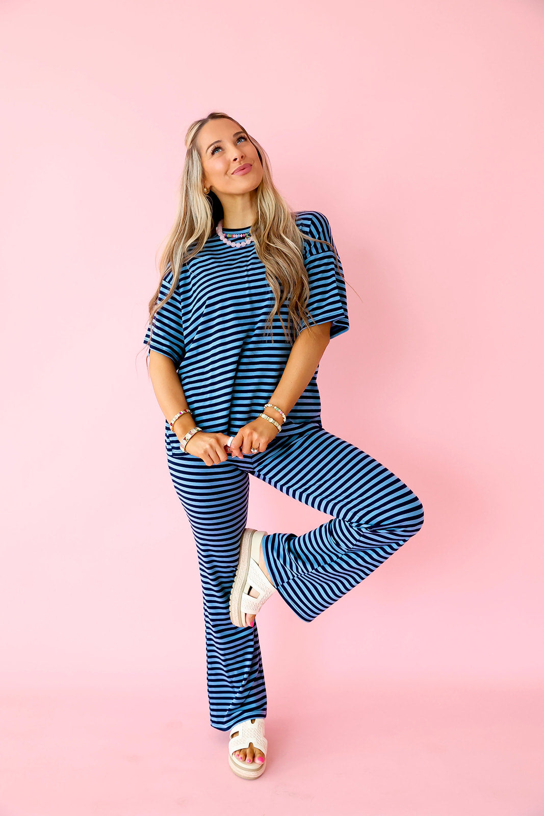 Casual Agenda Stripe Set – Light Blue/Navy