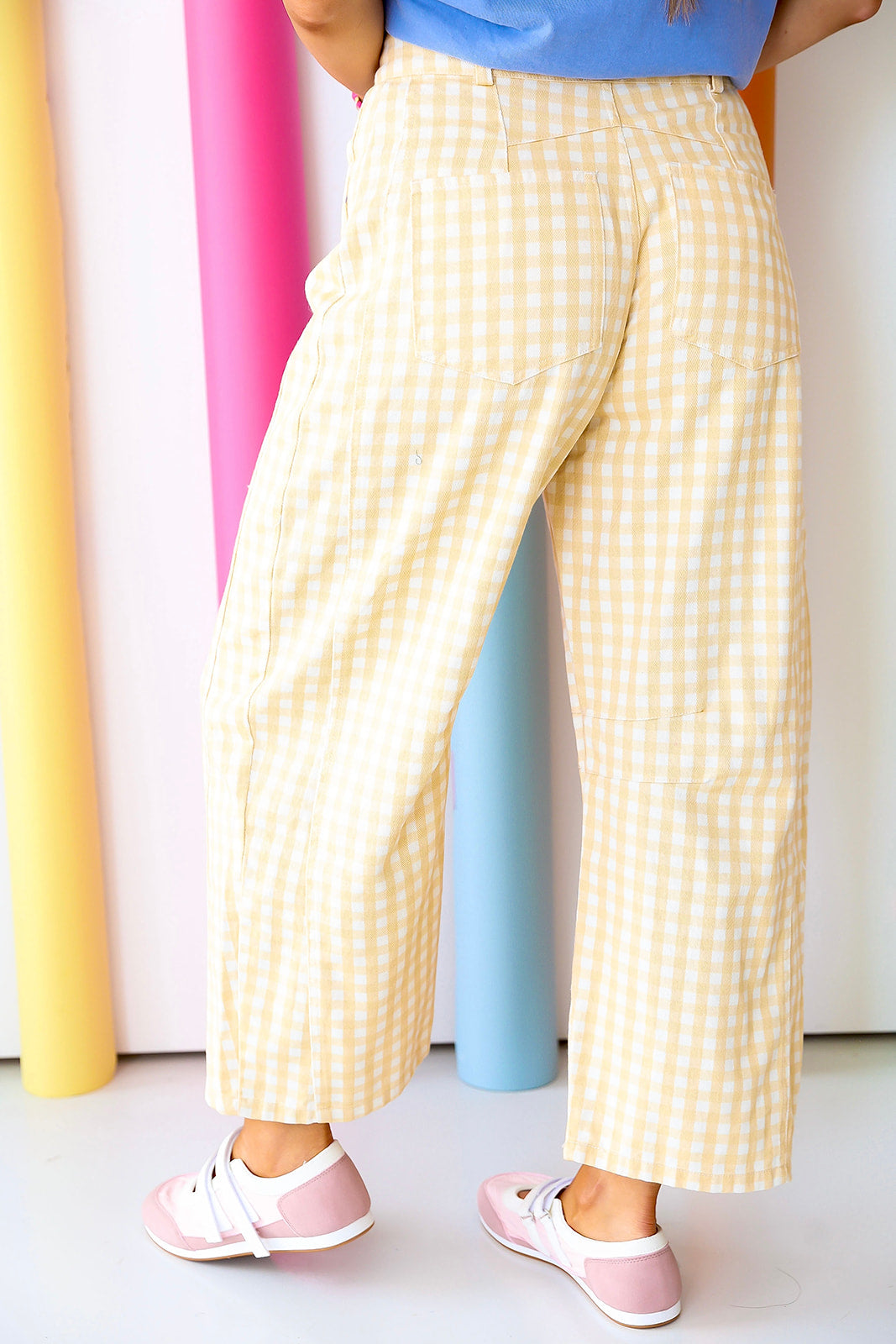 Caught My Eye Gingham Pants- Yellow