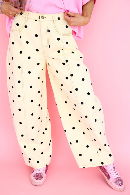 Class Act Polka Dot Pants- Cream/Black