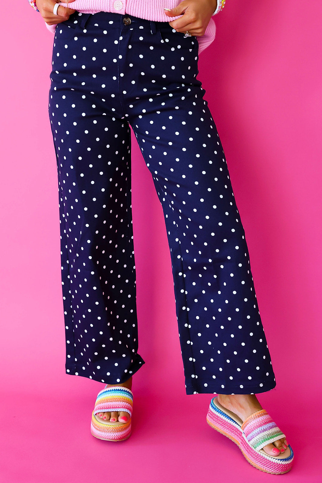 Class Act Polka Dot Pants – Navy