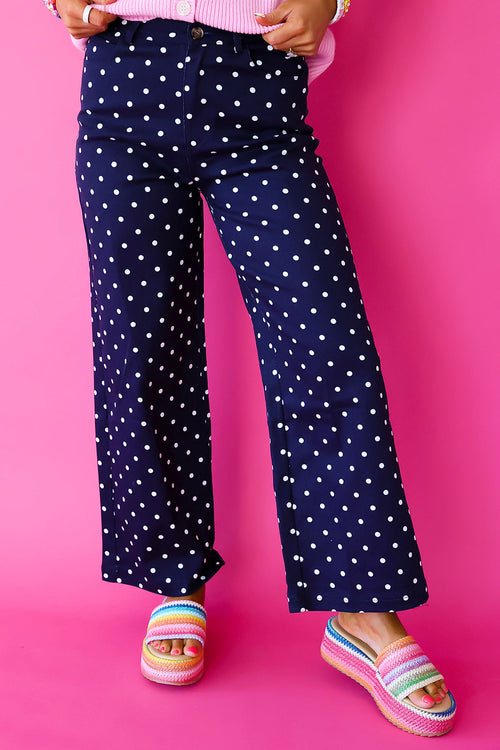 Class Act Polka Dot Pants – Navy