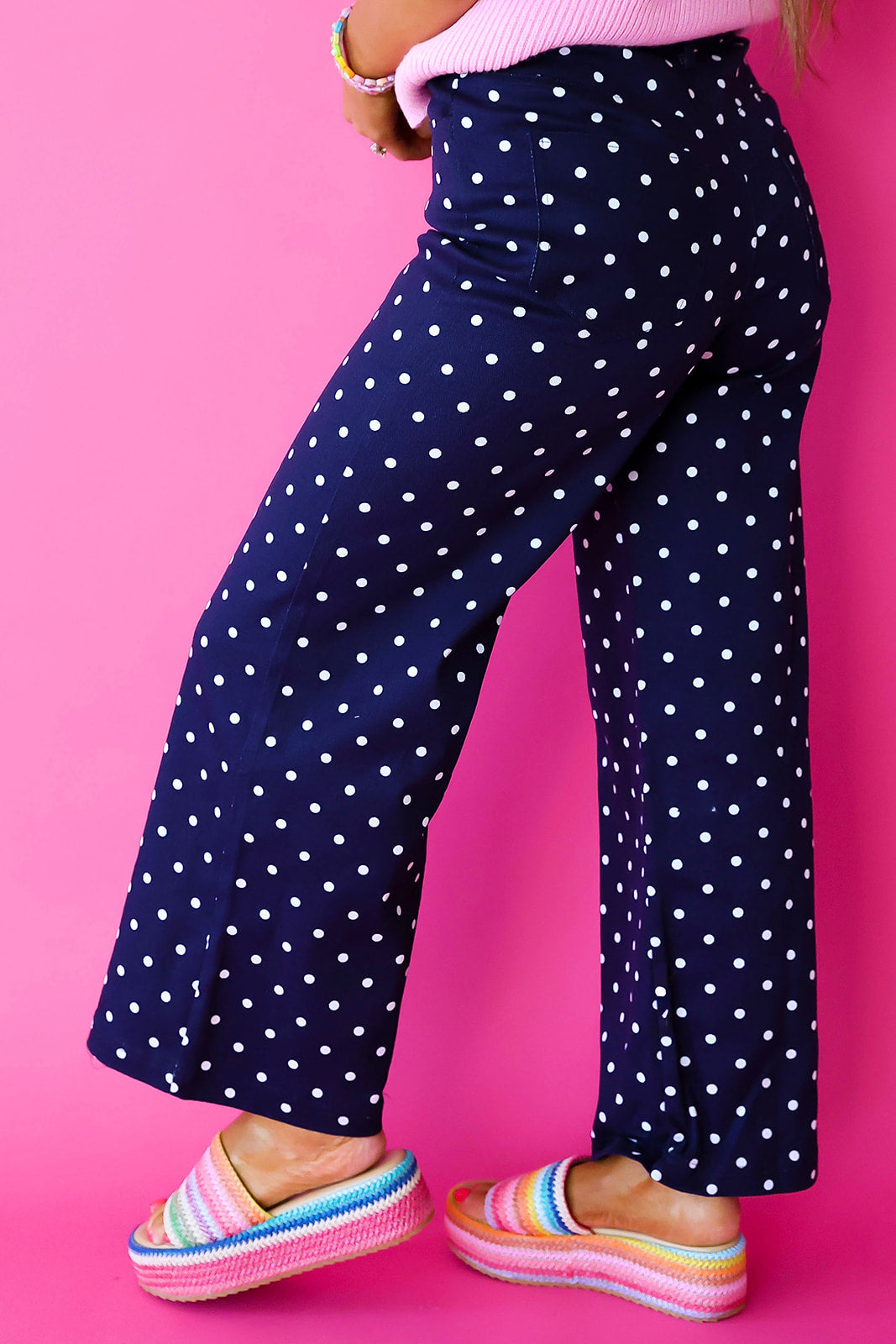 Class Act Polka Dot Pants – Navy