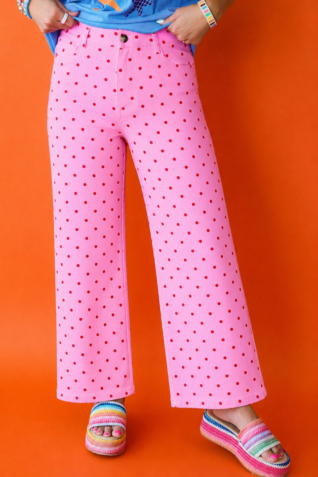 Class Act Polka Dot Pants – Pink/Red