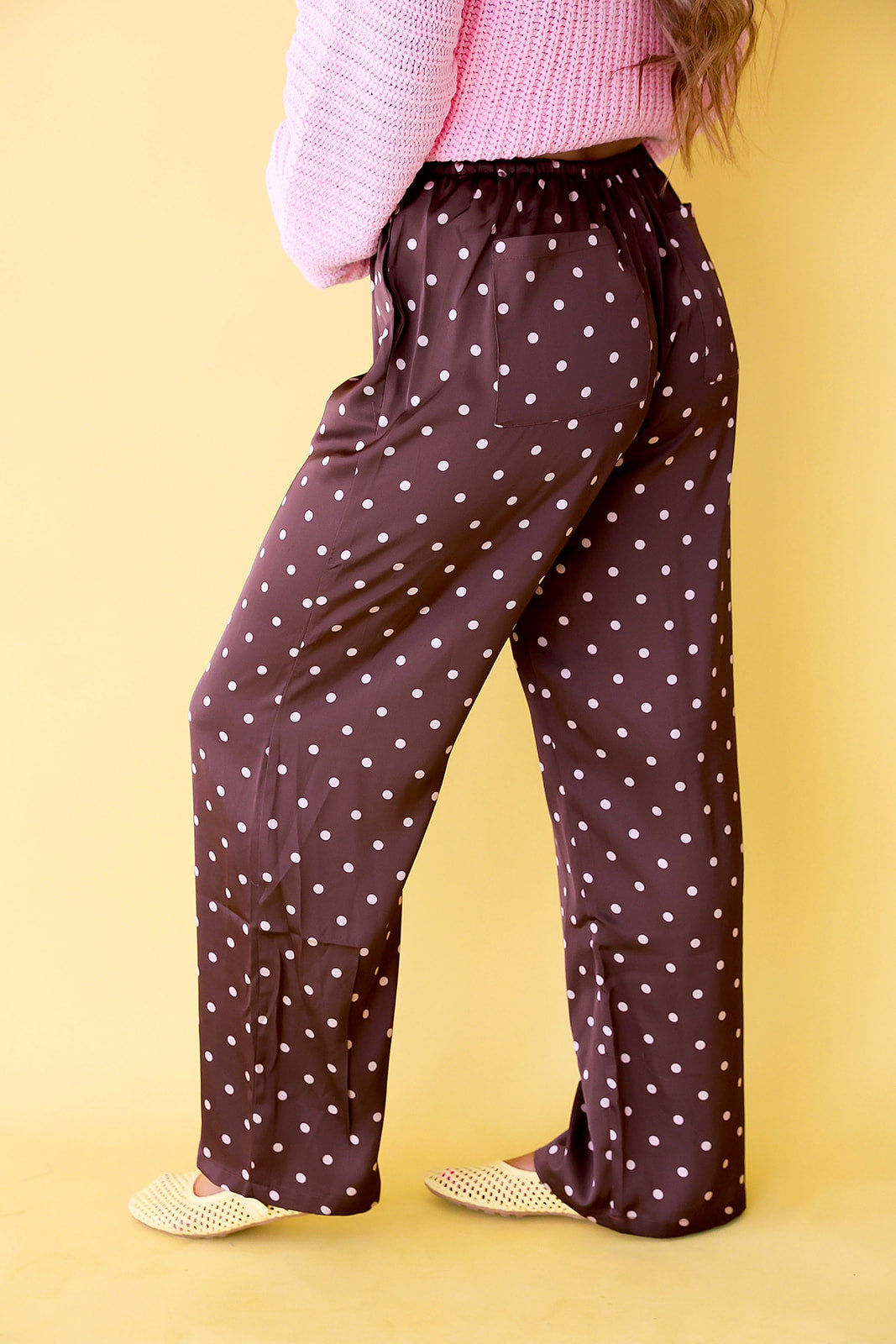 Cocoa Crush Polka Dot Satin Pants