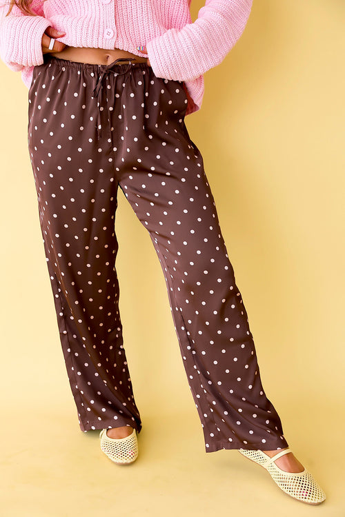 Cocoa Crush Polka Dot Satin Pants