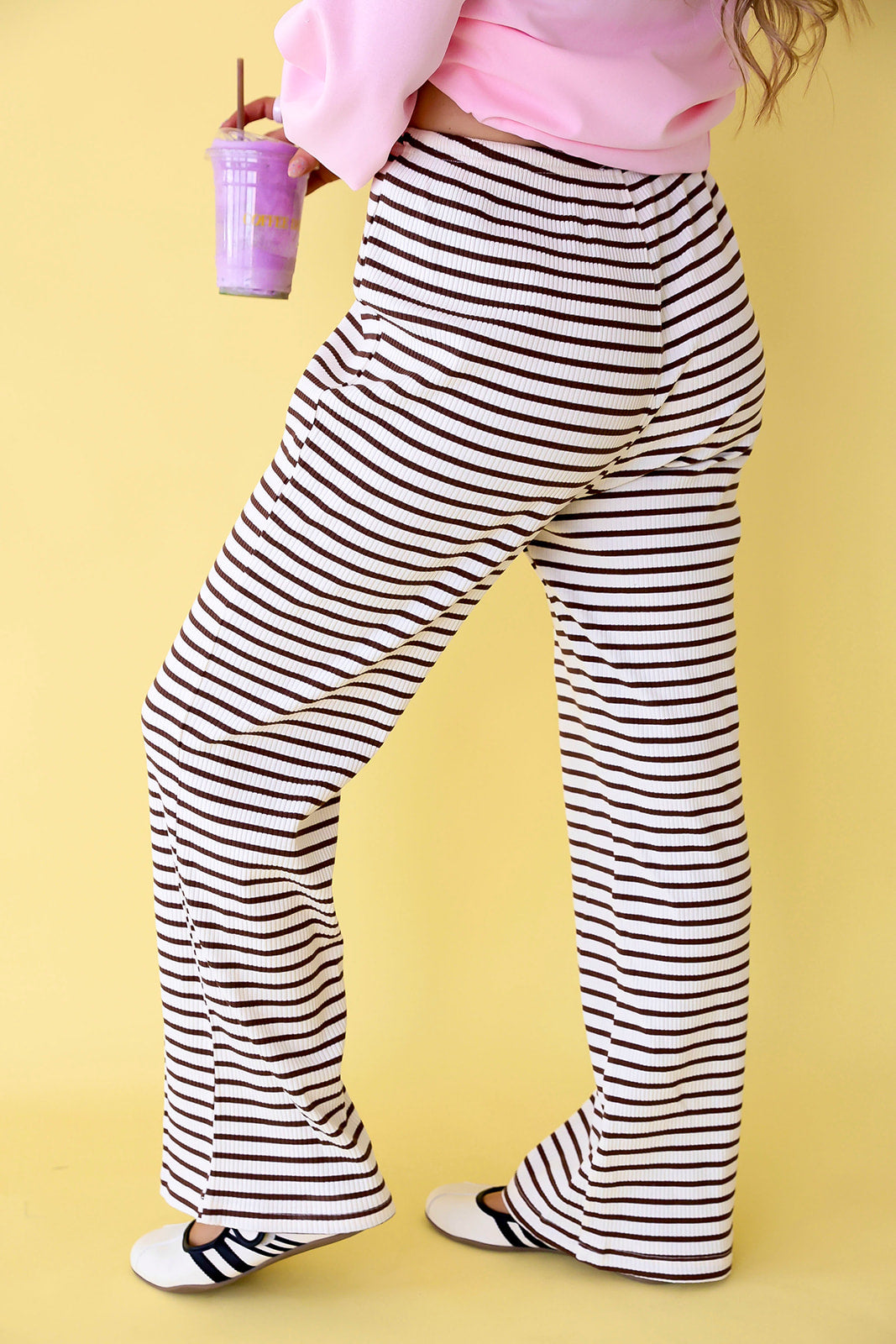 Coffee Daze Stripe Pants – Ivory/Chocolate
