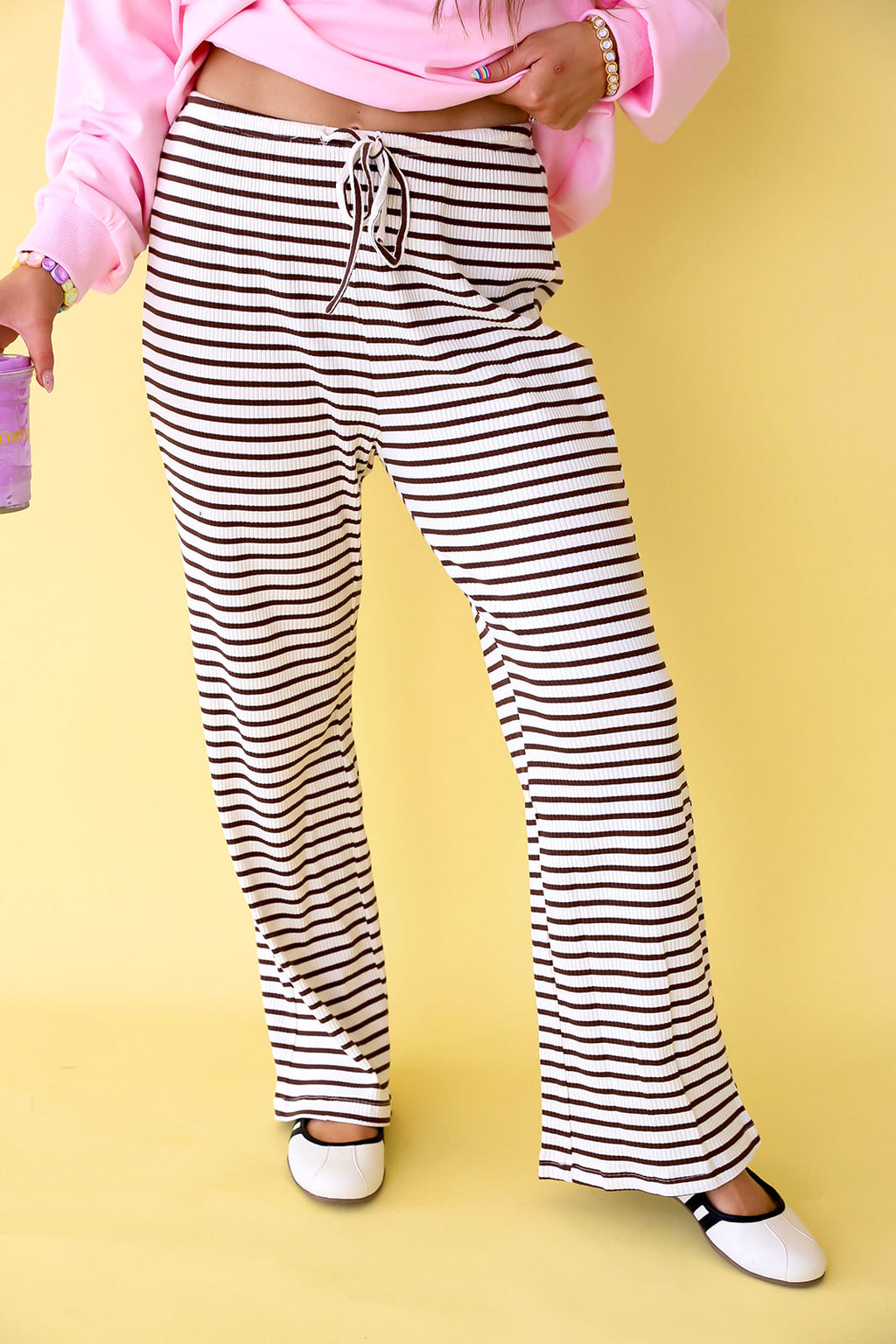 Coffee Daze Stripe Pants – Ivory/Chocolate