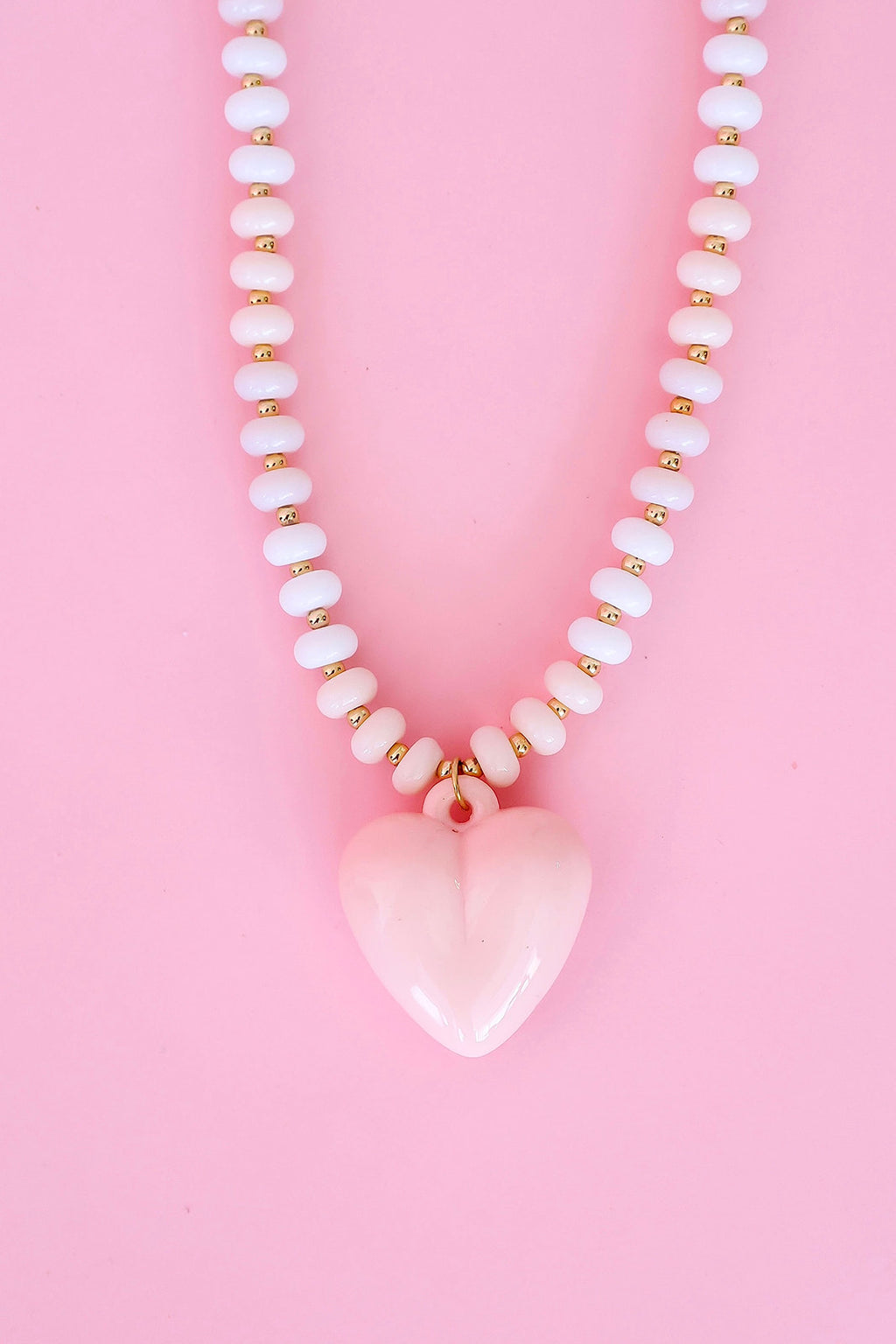 Color Me Happy Heart Necklace- Cream