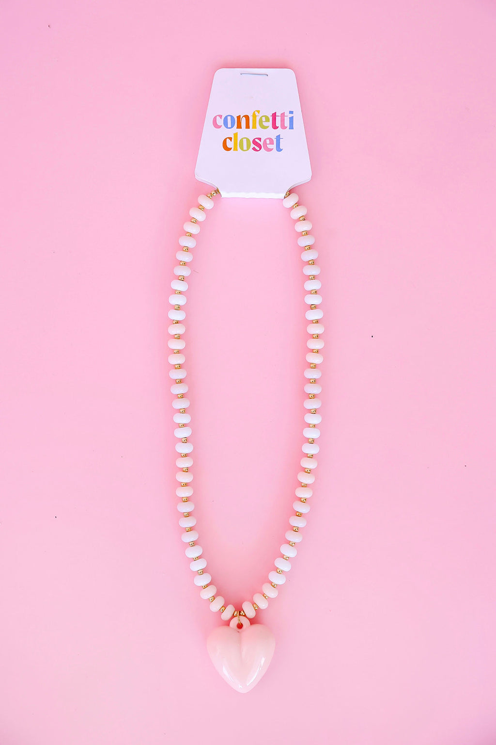 Color Me Happy Heart Necklace- Cream