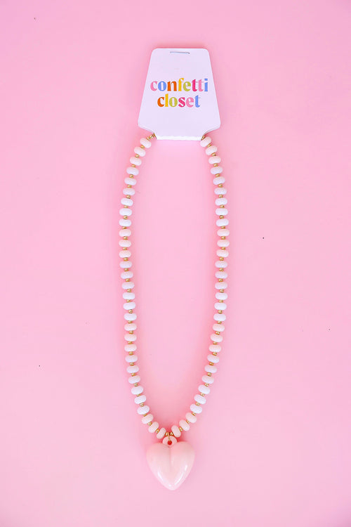 Color Me Happy Heart Necklace- Cream
