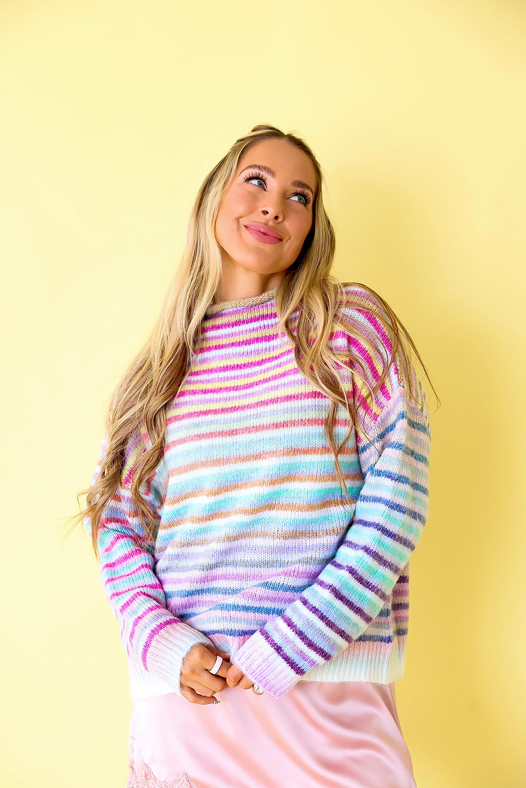 Colorburst Knit Mockneck Sweater- Lavender Mix
