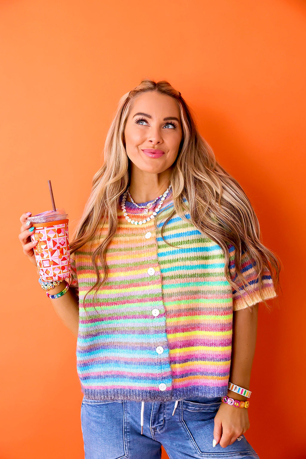 Colorburst Knit Short Sleeve Cardigan