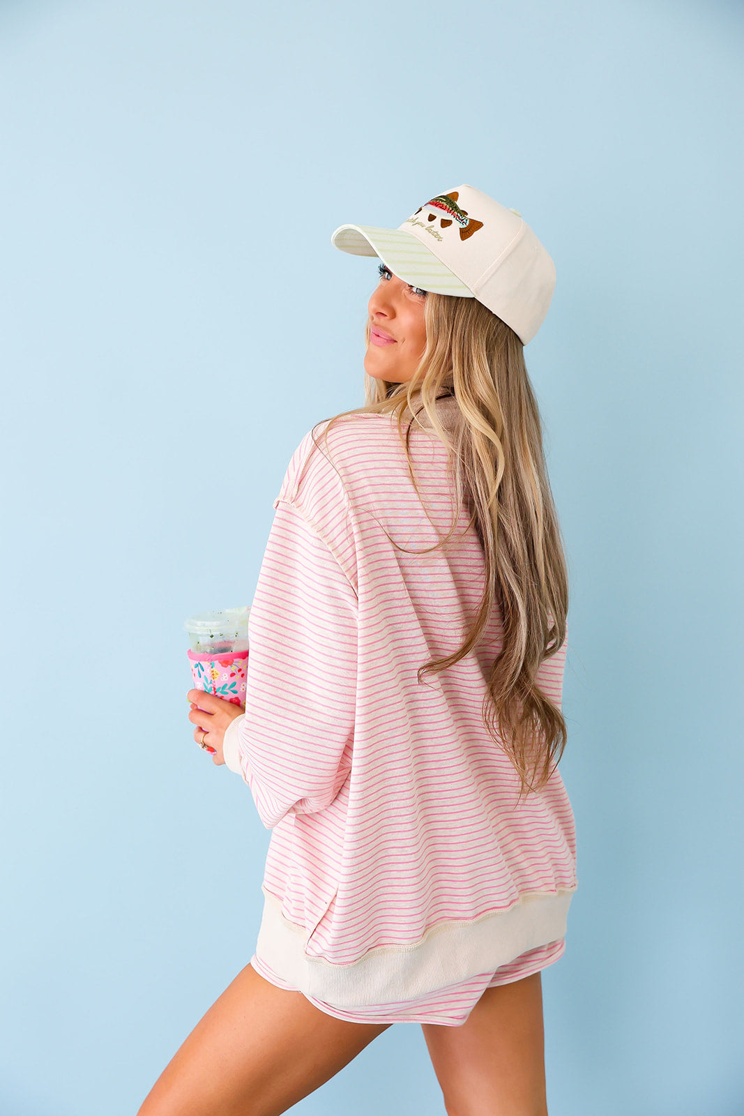Comfy Club Mockneck– Oat/Pink