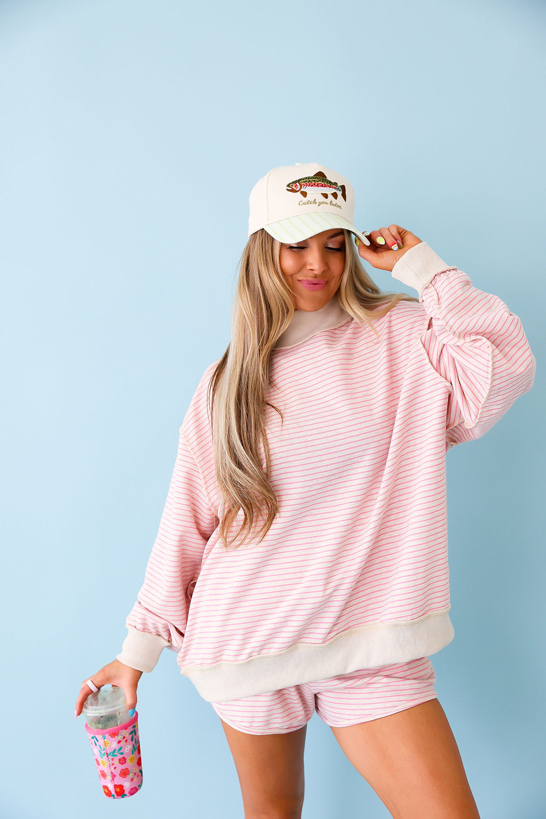 Comfy Club Mockneck– Oat/Pink