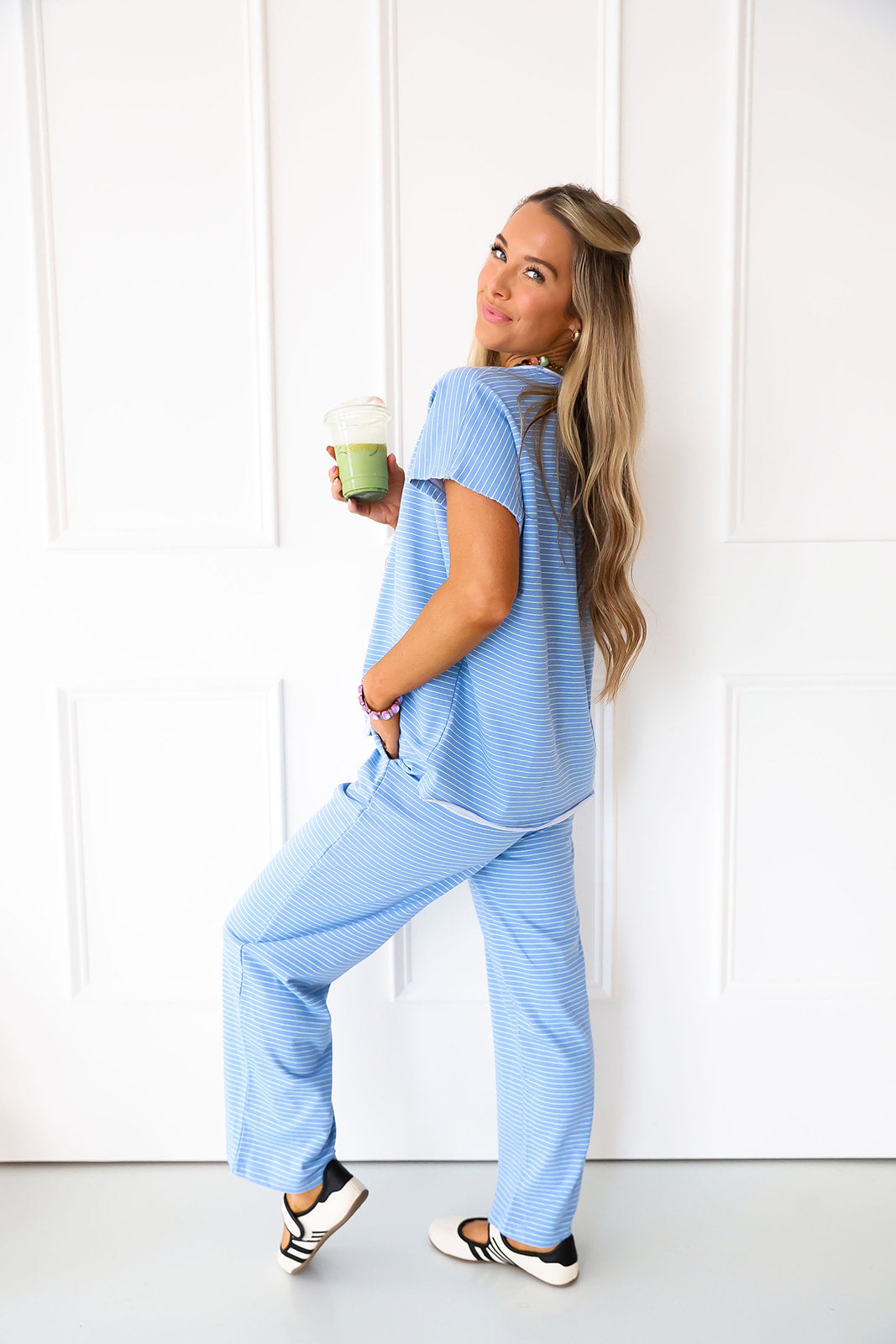 Comfy On Repeat Stripe Set – Bluebell/Mint