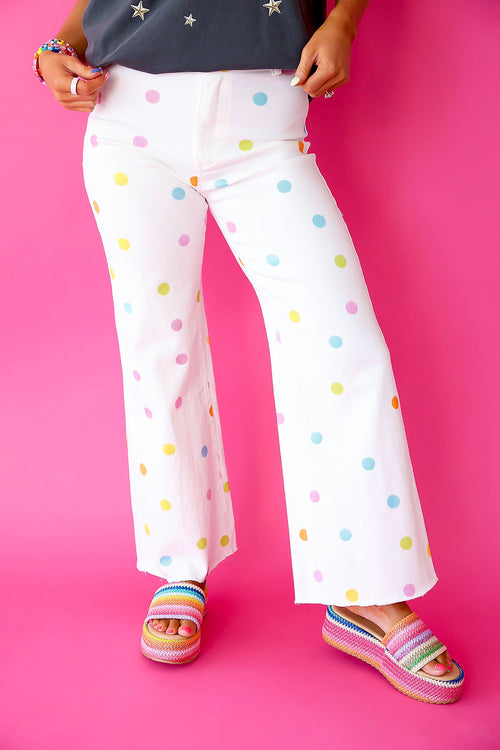 Confetti Classroom Jeans- White