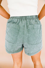 Fall Essentials Elastic Shorts-Olive