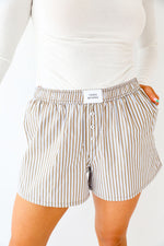 Pinstripe Boxer Shorts-Taupe/Blue