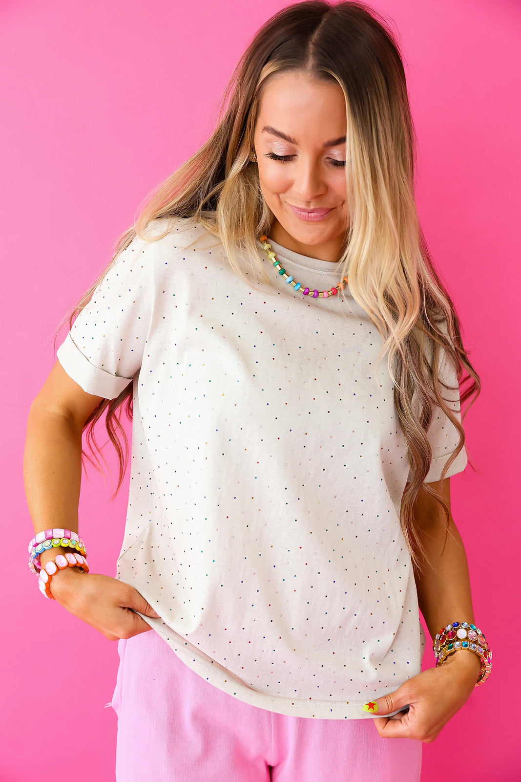 Confetti Sprinkle Top- Taupe