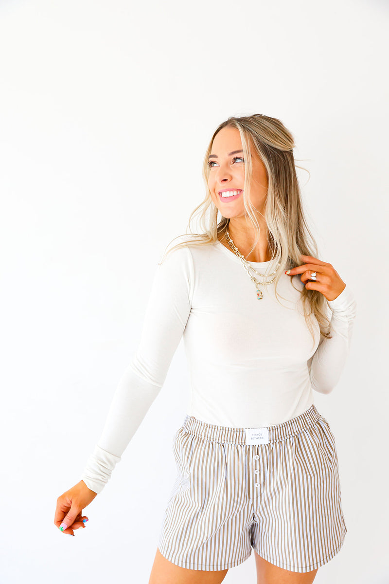 Keep It Basic Long Sleeve Layering Top-Cream