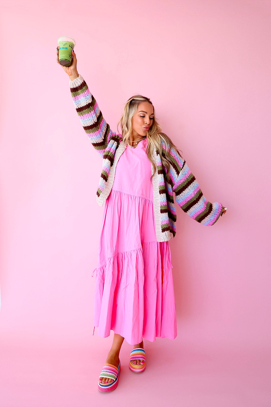 Cotton Candy Twirl Midi Dress
