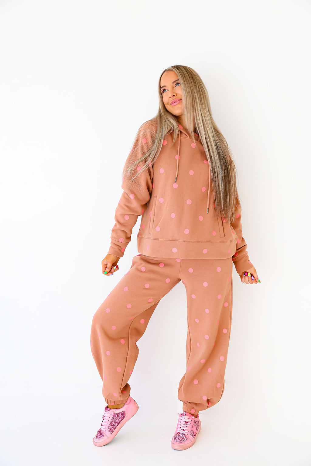 Cozy In Polka Dots Set – Brown/Pink