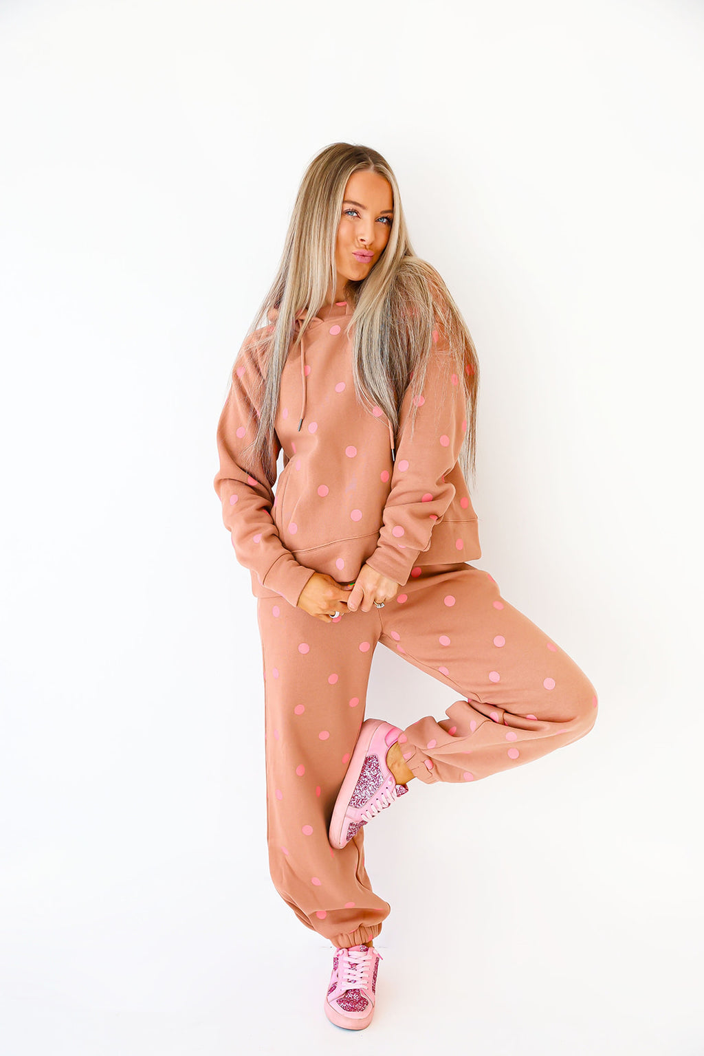 Cozy In Polka Dots Set – Brown/Pink