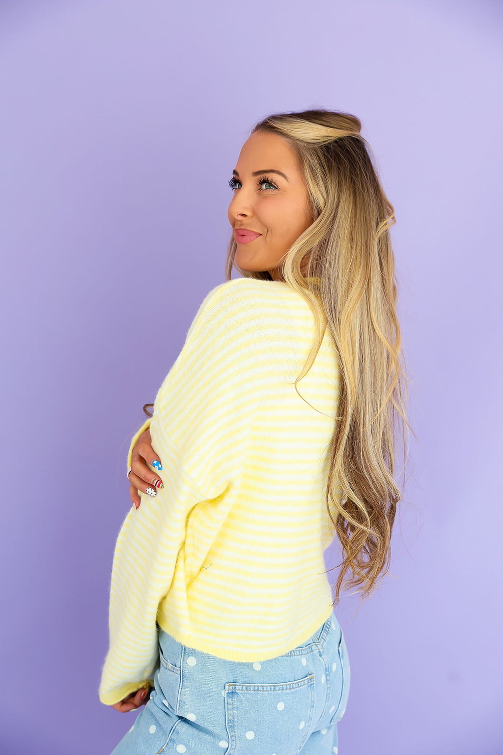 Cozy On Up Cardigan – Butter Stripe