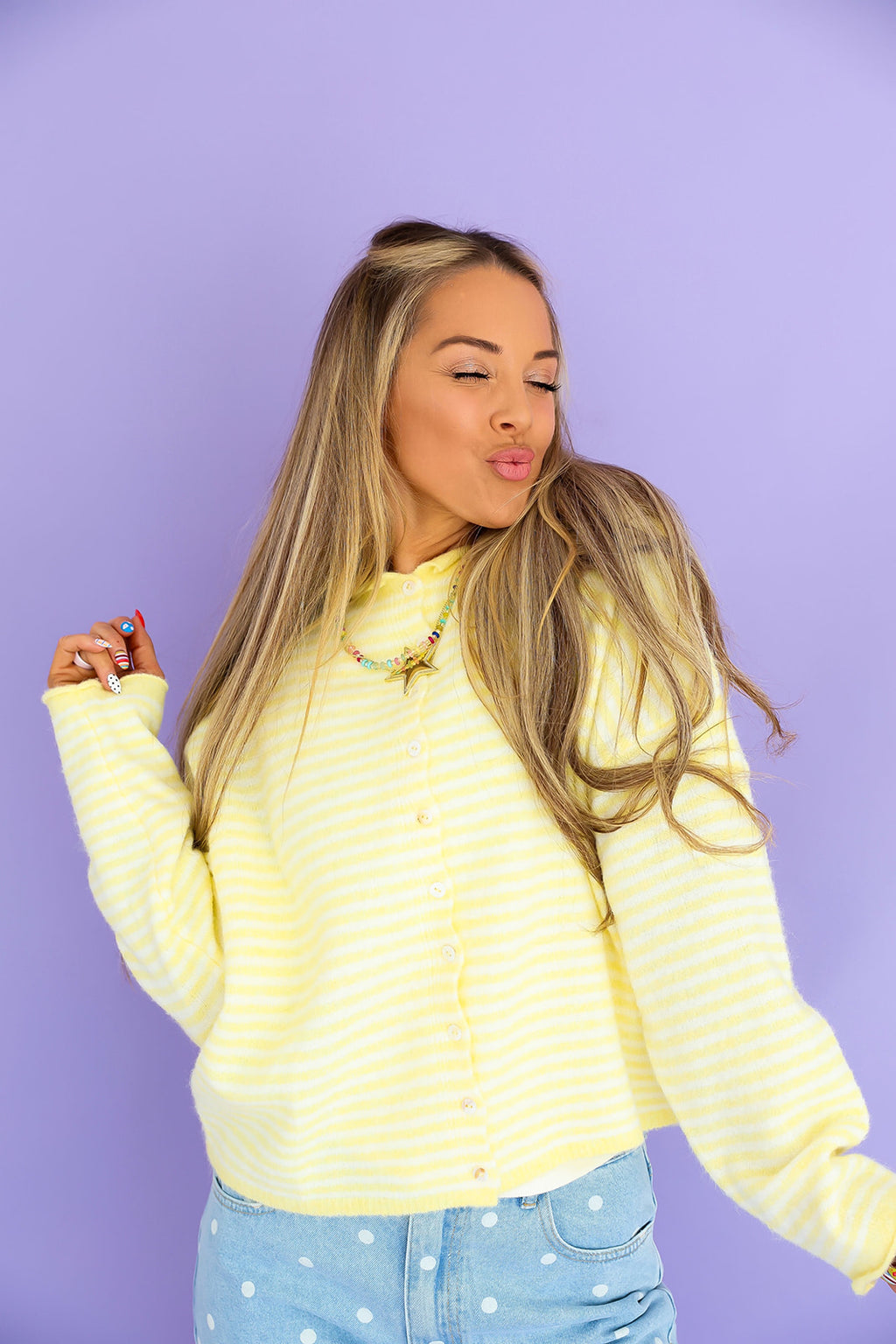 Cozy On Up Cardigan – Butter Stripe