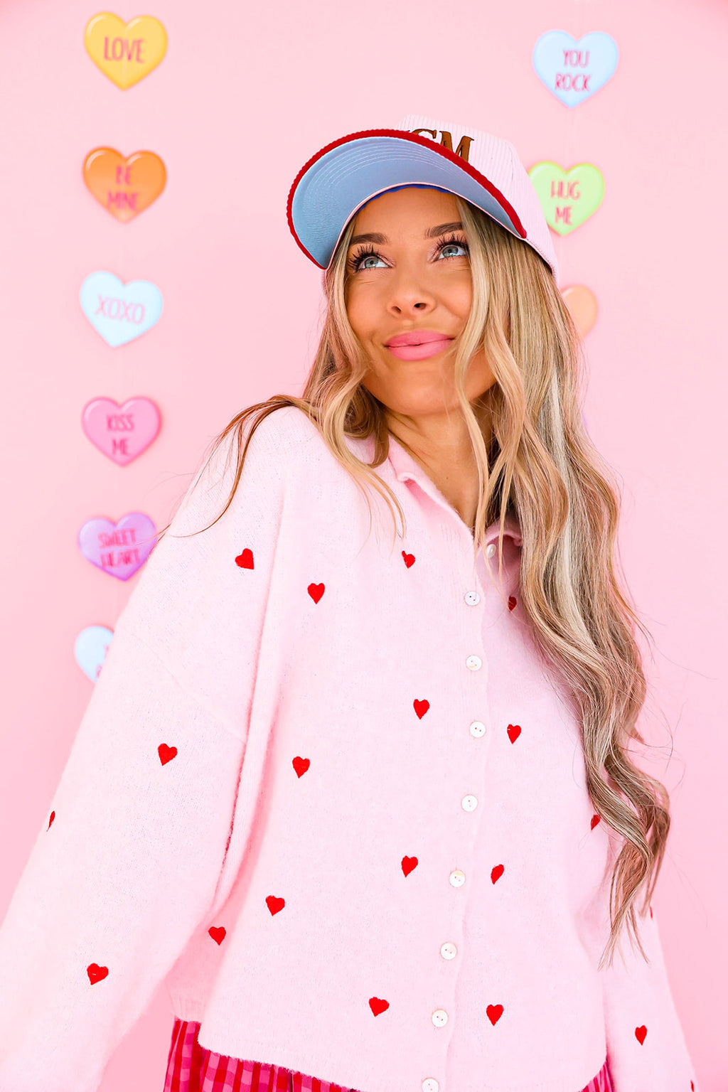 Cozy On Up Cardigan – Embroidered Hearts